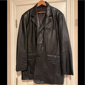 Menswear leather blazer jacket